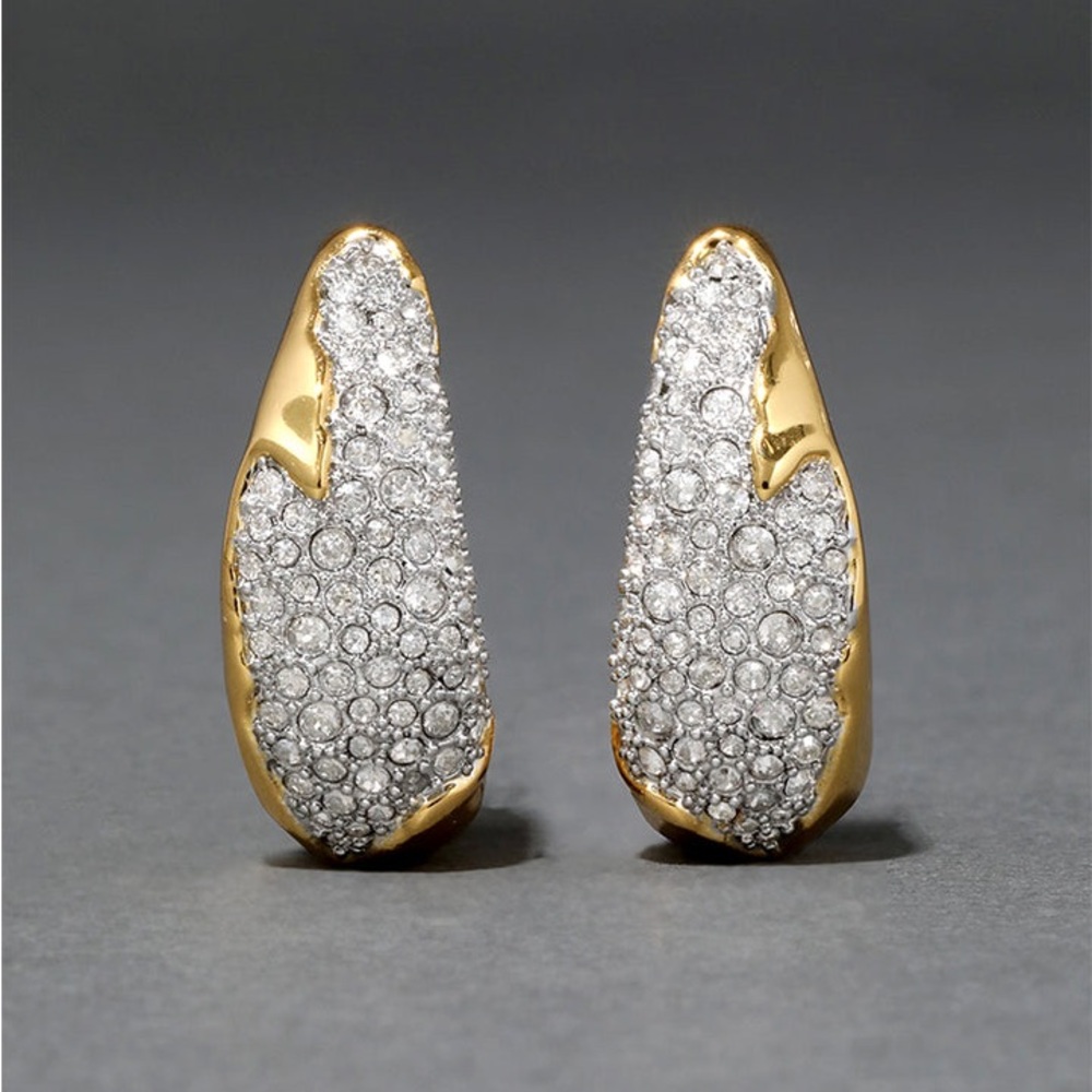 Alexis Bittar Gold and Clear Pave Crystal Teardrop Earrings